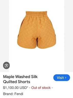 FENDI
Maple Washed Silk Quilted Shorts
Size 42 mustard color